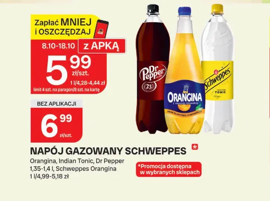 Napój gazowany Schweppes Indian Tonic promocja w Chorten