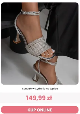 Sandały damskie w cyrkonie na szpilce Renee promocja w Renee