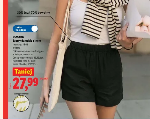 Szorty damskie z lnem Esmara promocja w Lidl