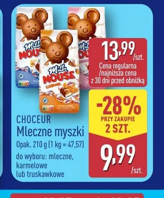 Mleczne myszki Choceur truskawkowe promocja w Aldi