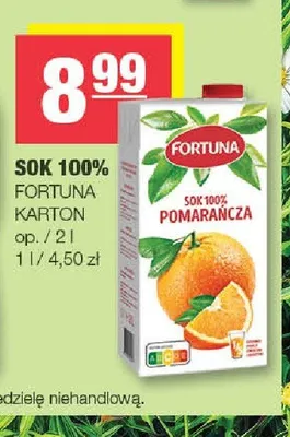 Sok 100% pomarańcza Fortuna promocja w SPAR