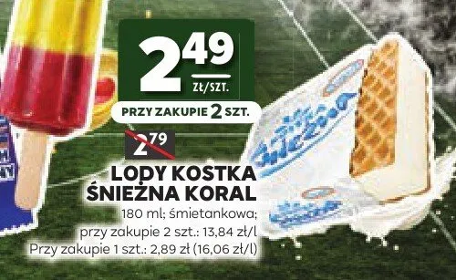 Lody kostka Śnieżna śmietankowa Koral promocja w Stokrotka
