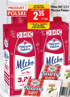 Mleko UHT Mleczna Polana 3,2% promocja w POLOmarket