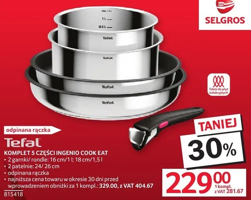 Komplet 5 części Ingenio Cook Eat Tefal promocja w Selgros