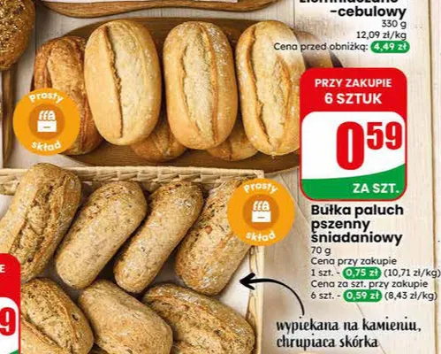 Bułka paluch pszenny śniadaniowy promocja w Dino