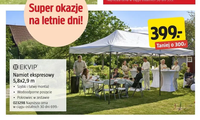 Namiot ekspresowy Ekvip promocja w Jula
