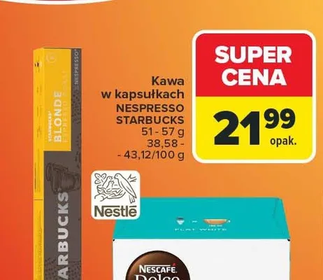 Kawa w kapsułkach Nespresso Starbucks promocja w Carrefour Market