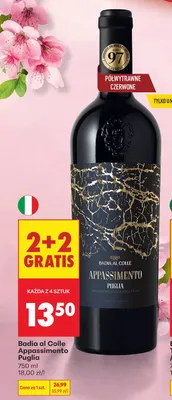 Wino Appassimento Puglia 2+2 GRATIS promocja w Biedronka