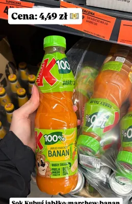 Sok Kubuś 100% jabłko marchew banan bez dodatku cukru promocja w Biedronka