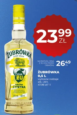 Wódka Żubrówka Sour Zu Kwaśna Cytryna alk. 26% promocja w Duży Ben