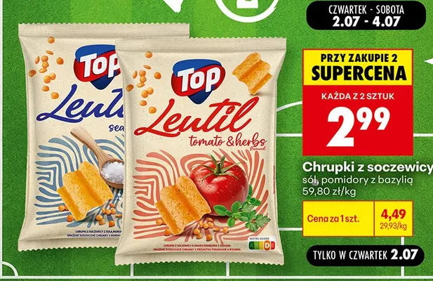 Chrupki z soczewicy TOP pomidory z bazylią promocja w Biedronka