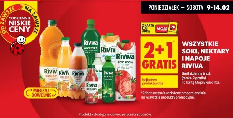 Wszystkie soki, nektary i napoje  promocja w Biedronka