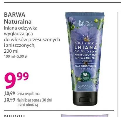 Odżywka do włosów przesuszonych i zniszczonych BARWA Naturalna lniana wygładzająca promocja w Hebe