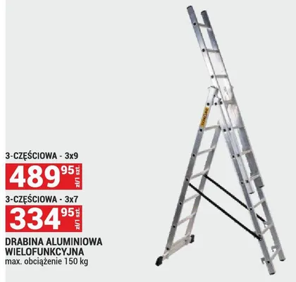 Drabina aluminiowa wielofunkcyjna 3-częściowa 3x9 promocja w Merkury Market