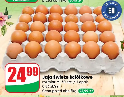 Jaja świeże ściółkowe rozmiar M, 30 szt. / 1 opak. promocja w Dino