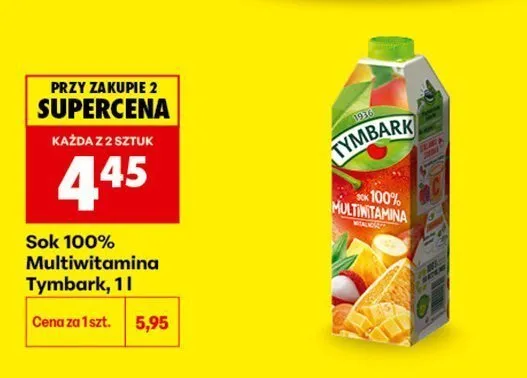 Sok multiwitamina 100% Tymbark promocja w Biedronka