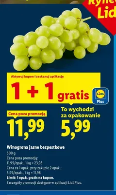 Winogrona jasne bezpestkowe promocja w Lidl