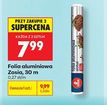 Folia aluminiowa Zosia 30 m promocja w Biedronka