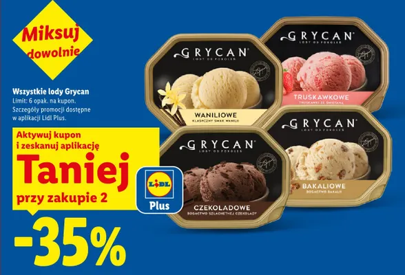 Lody waniliowe Grycan promocja w Lidl