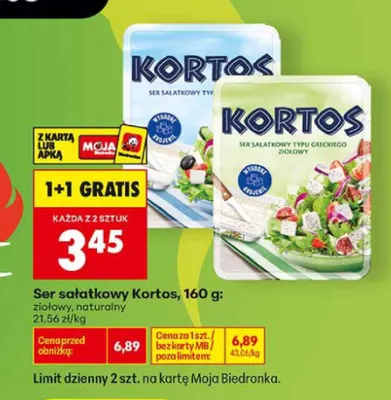 Ser sałatkowy Kortos ziołowy promocja w Biedronka