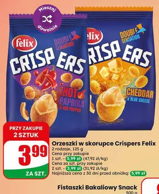 Orzeszki w skorupce Crispers Felix promocja w Dino
