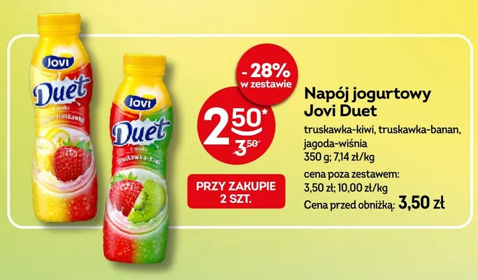 Napój jogurtowy Jovi Duet truskawka-banan promocja w Żabka