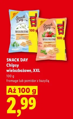 Chipsy wielozbożowe pomidor z bazylią XXL Snack Day promocja w Lidl