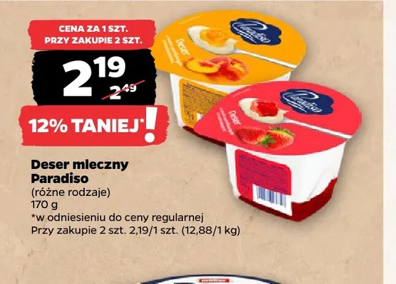 Deser mleczny Paradiso promocja w Netto