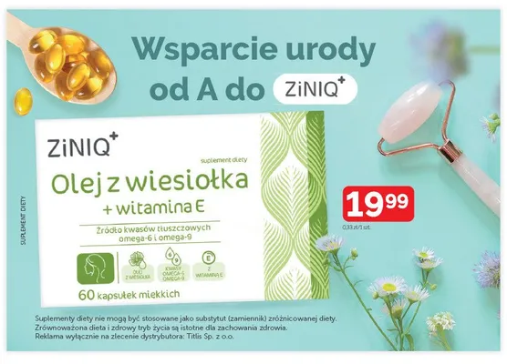 Suplement diety Olej z wiesiołka + witamina E ZiNiQ+ promocja w Ziko Dermo