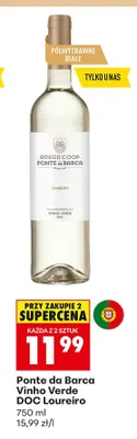 Wino Ponte da Barca Vinho Verde DOC Loureiro półwytrawne białe promocja w Biedronka