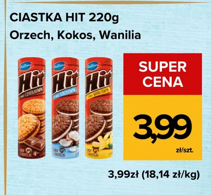 Ciastka Hit o smaku waniliowym promocja w Supeco
