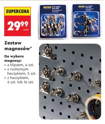 Zestaw magnesów z klipsem NITEO 4-pak promocja w Biedronka