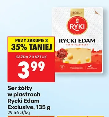 Ser żółty w plastrach Rycki Edam Exclusive promocja w Biedronka