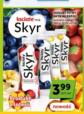 Jogurt pitny Skyr Łaciate truskawkowy promocja w Groszek