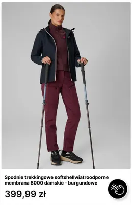 Spodnie trekkingowe softshell wiatroodporne membrana 8000 damskie burgundowe 4F promocja w 4F