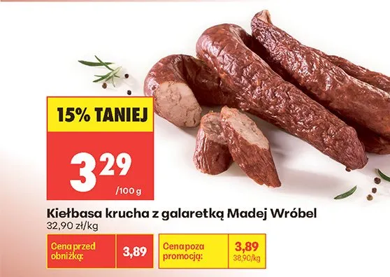 Kiełbasa krucha z galaretką Madej Wróbel promocja w Biedronka