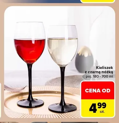 Kieliszek z czarną nóżką 180-700 ml promocja w Carrefour