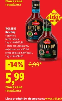 Ketchup pikantny Premium Roleski promocja w Lidl