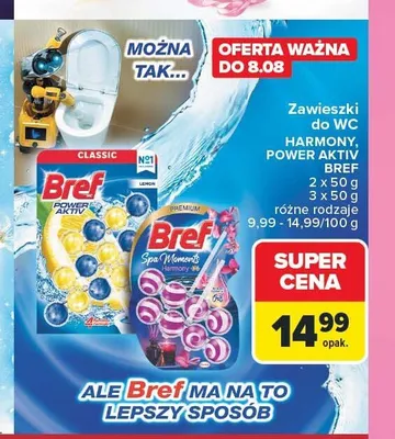 Zawieszki do WC Bref Power Aktiv Lemon 2-pak promocja w Carrefour