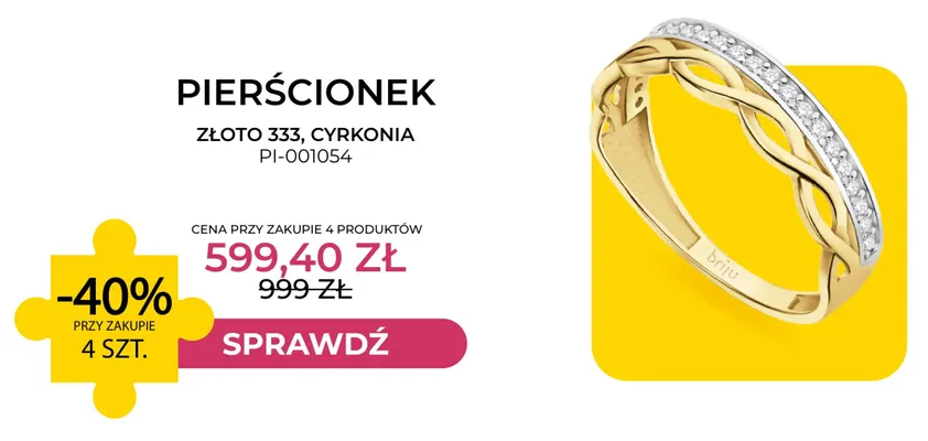 Pierścionek złoto 333 cyrkonia PI-001054 Briju promocja w Briju