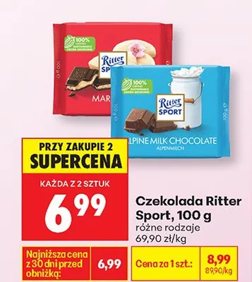 Czekolada Ritter Sport różne rodzaje promocja w Biedronka