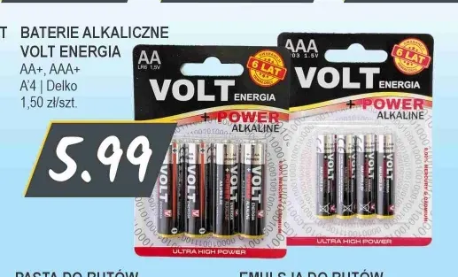 Baterie alkaliczne AA+ Volt Energia 4-pak promocja w Słoneczko