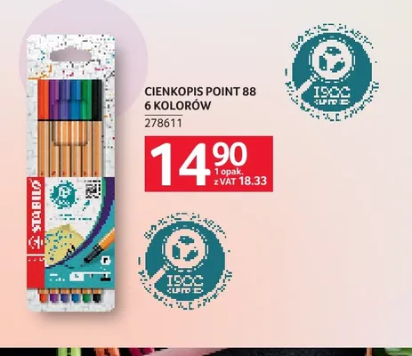 Cienkopis Point 88 Stabilo 6-pak promocja w Selgros