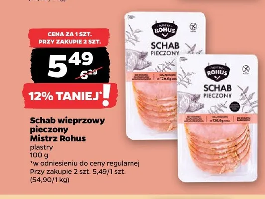Schab wieprzowy pieczony plastry Mistrz Rohus promocja w Netto