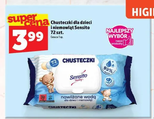 Chusteczki dla dzieci i niemowląt Sensito promocja w TOPAZ