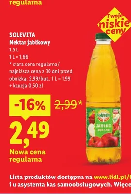 Nektar jabłkowy Solevita promocja w Lidl