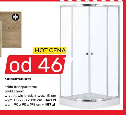 Kabina prysznicowa 80x80x198 cm promocja w Bricomarche