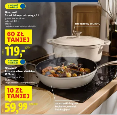 Garnek żeliwny z pokrywką 4.2L promocja w Lidl