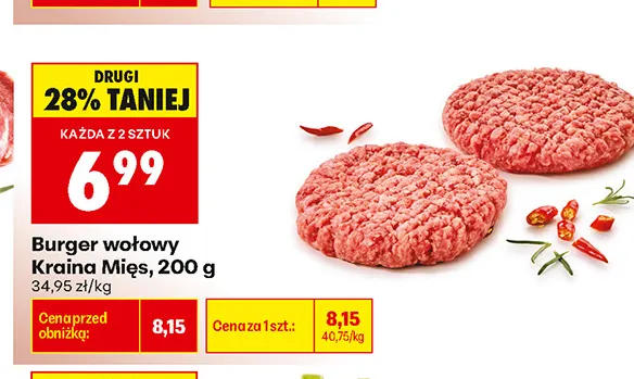 Burger wołowy Kraina Mięs promocja w Biedronka