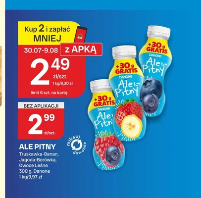 Jogurt pitny Danone Ale Pitny truskawka-banan promocja w Chorten